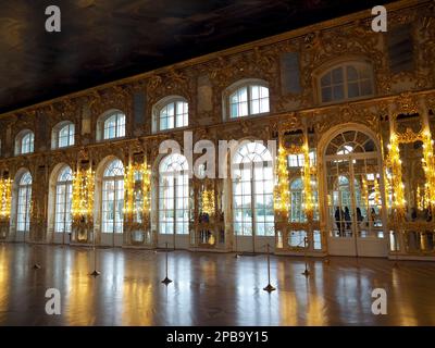 Große Halle, Ballsaal, Katharinenpalast, Zarskoye Selo (Zarendorf), Puschkin, Puschkinsky-Viertel, St. Petersburg, Russland, Weltkulturerbe Stockfoto