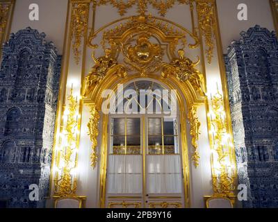 Große Halle, Ballsaal, Katharinenpalast, Zarskoye Selo (Zarendorf), Puschkin, Puschkinsky-Viertel, St. Petersburg, Russland, Weltkulturerbe Stockfoto