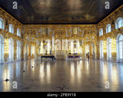 Große Halle, Ballsaal, Katharinenpalast, Zarskoye Selo (Zarendorf), Puschkin, Puschkinsky-Viertel, St. Petersburg, Russland, Weltkulturerbe Stockfoto