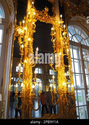 Große Halle, Ballsaal, Katharinenpalast, Zarskoye Selo (Zarendorf), Puschkin, Puschkinsky-Viertel, St. Petersburg, Russland, Weltkulturerbe Stockfoto