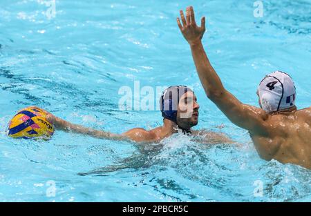 Zagreb, Kroatien. 12. März 2023. ZAGREB, KROATIEN - 12. MÄRZ: Nicholas Presciutti von Italien während des Mens Water Polo World Cup-Spiels zwischen Frankreich und Italien am 12. März 2023 im Mladost Sports Park Pool in Zagreb, Kroatien. Foto: Jurica Galoic/PIXSELL Credit: Pixsell/Alamy Live News Stockfoto