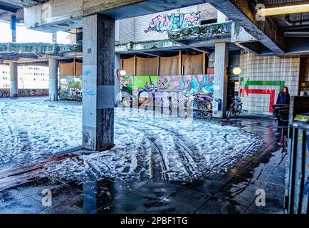 Winter am Ihme Zentrum Hannover. Stockfoto