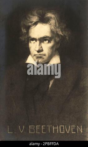 Der deutsche Komponist LUDWIG Van BEETHOVEN ( 1770 - 1827 ) , Portrait von F. Rumpf - MUSICA CLASSICA - COMPOSITORE - KLASSIK - Rituto - Kragen - colletto - Ischiarpa - Krawatte --- ARCHIVIO GBB Stockfoto