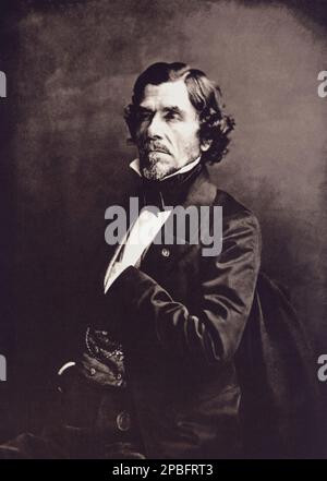 1858 : der französische Maler und Illustrator EUGENE DELACROIX ( 1798 - 1863 ) . Foto von NADAR , Paris - ILLUSTRATORE - INCISORE - KUNST - ARTE - PITTURA - Gemälde - PITTORE - Künstler - Künstler - Portrait - Rituto - barba - Bart - Kragen - colletto - Krawatte - Cravatta ---- Archivio GBB Stockfoto