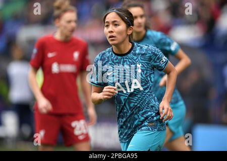 Birkenhead, Großbritannien. 12. März 2023. Mana Iwabuchi aus Tottenham während des FA Women's Super League-Spiels im Prenton Park, Birkenhead. Der Bildausdruck sollte lauten: Gary Oakley/Sportimage Credit: Sportimage/Alamy Live News Stockfoto