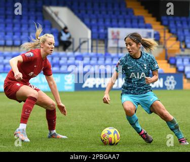 Birkenhead, Großbritannien. 12. März 2023. Mana Iwabuchi aus Tottenham während des FA Women's Super League-Spiels im Prenton Park, Birkenhead. Der Bildausdruck sollte lauten: Gary Oakley/Sportimage Credit: Sportimage/Alamy Live News Stockfoto