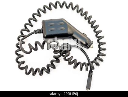 Kfz-Telefonladegerät isoliert auf weißem Hintergrund Stockfoto