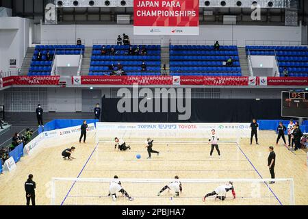 Tachikawa Japan. 12. März 2023. Allgemeine Ansicht, 12. MÄRZ 2023 - Torball : Endspiel zwischen Japan 6-2 USA in der Arena Tachikawa Tachihi während der Japan-Para-Goal-Meisterschaft 2023 in Tachikawa Japan. Kredit: SportsPressJP/AFLO/Alamy Live News Stockfoto