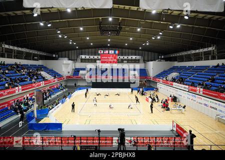 Tachikawa Japan. 12. März 2023. Allgemeine Ansicht, 12. MÄRZ 2023 - Torball : Endspiel zwischen Japan 6-2 USA in der Arena Tachikawa Tachihi während der Japan-Para-Goal-Meisterschaft 2023 in Tachikawa Japan. Kredit: SportsPressJP/AFLO/Alamy Live News Stockfoto