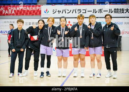 Tachikawa Japan. 12. März 2023. Korea Team Group, 12. MÄRZ 2023 - Torball : Medaillenverleihung in der Arena Tachikawa Tachihi während der Japan Para Goal Championships 2023 in Tachikawa Japan. Kredit: SportsPressJP/AFLO/Alamy Live News Stockfoto