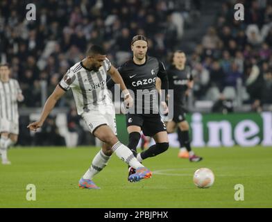 Bremer of Juventus während der UEFA Europa League, Fußballspiel zwischen Juventus und Freiburg am 09. März 2023 im Allianz-Stadion, Turin, Italien Photo Ndrerim Kaceli Stockfoto