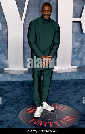 Idris Elba besucht die Vanity Fair Oscar Party im Wallis Annenberg Center for the Performing Arts in Beverly Hills, Los Angeles, Kalifornien, USA. Foto: Sonntag, 12. März 2023. Stockfoto