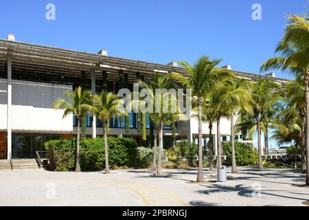 Perez Art Museum Miami (PAMM), Museum für zeitgenössische Kunst, vom Museum Park aus gesehen. Downtown Miami, Florida Stockfoto