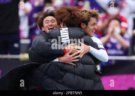 (L bis R) Shimpei Fukuoka, Fuki Yamada (Sanga), 12. MÄRZ 2023 - Fußball / Fußball : 2023 J1 Ligaspiel zwischen Shonan Bellmare 0-2 Kyoto Sanga F.C. im Lemongas Stadium Hiratsuka, Kanagawa, Japan. (Foto: Naoki Morita/AFLO SPORT) Stockfoto