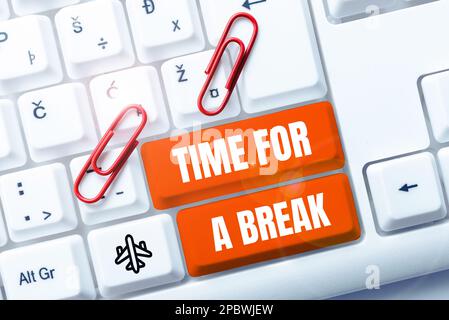 Inspiration mit der Zeit für eine Pause. Geschäftsübersicht ein Zeitplan, wenn Mitarbeiter für einen kurzen Zeitraum nicht mehr arbeiten Stockfoto