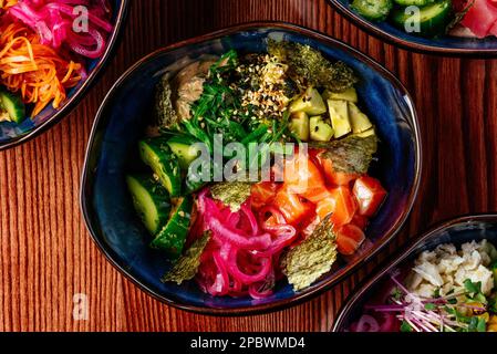 hawaiianische Schüssel mit Gemüse, Reis Stockfoto