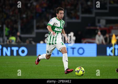 Maxime Lopez (US Sassuolo) Während der Italienischen Fußballmeisterschaft Ein Spiel von 2022/2023 zwischen AS Roma und US Sassuolo im Olimpic Stadium in Stockfoto