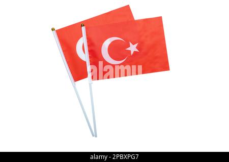 Türkische Nationalflagge isoliert auf weißem Hintergrund Stockfoto