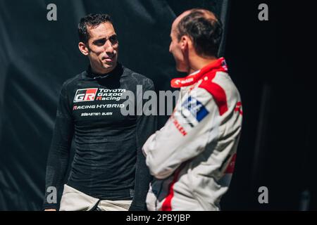 Sebring, Florida, USA - 13/03/2023, BUEMI Sébastien (Hg), Toyota Gazoo Racing, Toyota GR010 - Hybrid, KUBICA Robert (POL), Team WRT, Oreca 07 - Gibson, Portrait während des Prologs der FIA-Weltausdauermeisterschaft 2023, vom 11. Bis 12. März 2023 auf dem Sebring International Raceway in Sebring, Florida, USA - Photo Thomas Fenêtre / DPPI Stockfoto