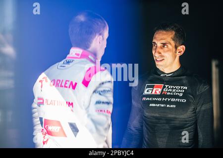 Sebring, Florida, USA - 13/03/2023, BUEMI Sébastien (Hg), Toyota Gazoo Racing, Toyota GR010 - Hybrid, KUBICA Robert (POL), Team WRT, Oreca 07 - Gibson, Portrait während des Prologs der FIA-Weltausdauermeisterschaft 2023, vom 11. Bis 12. März 2023 auf dem Sebring International Raceway in Sebring, Florida, USA - Photo Thomas Fenêtre / DPPI Stockfoto