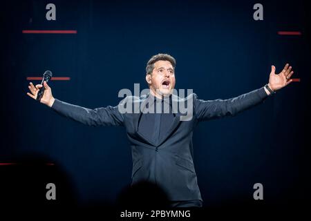 Oslo, Norwegen. 12. März 2023. Der kanadische Sänger und Songwriter Michael Buble führt ein Live-Konzert im Oslo Spektrum in Oslo auf. (Foto: Gonzales Photo/Alamy Live News Stockfoto