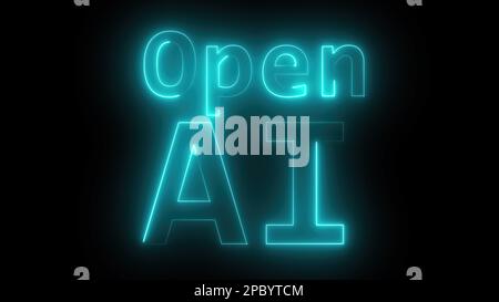 OpenAI-Text. Computergeneriertes 3D-Rendering Stockfoto