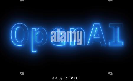 OpenAI-Text. Computergeneriertes 3D-Rendering Stockfoto