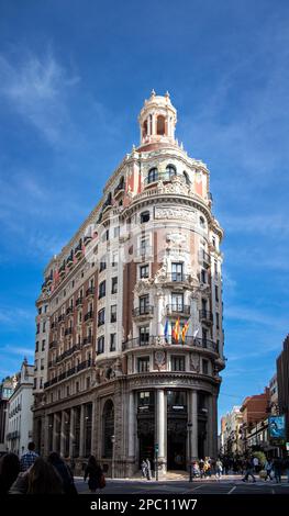 El impresionante edificio del Banco de Valencia, Valencia, España Stockfoto