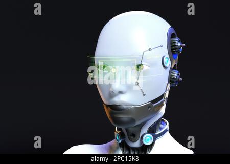 Künstlerische 3D-Darstellung Eines Cyborg mit künstlicher Intelligenz Stockfoto