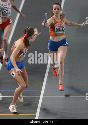 PEETERS Cathelijn und BOL Femke of NETHERLANDS 4 x 400m Relay Women Final während der European Athletics Indoor Championships 2023 am 5. März 2023 in der Atakoy Arena in Istanbul, Türkei – Photo Laurent Lairys/DPPI Stockfoto