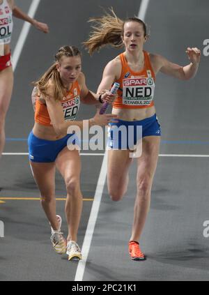 PEETERS Cathelijn und BOL Femke of NETHERLANDS 4 x 400m Relay Women Final während der European Athletics Indoor Championships 2023 am 5. März 2023 in der Atakoy Arena in Istanbul, Türkei – Photo Laurent Lairys/DPPI Stockfoto