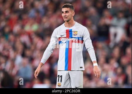 Ferran Torres vom FC Barcelona während des Spiels La Liga zwischen Athletic Club und FC Barcelona am 12. März 2023 im San Mames Stadium in Bilbao, Spanien. (Foto: Cesar Ortiz / PRESSIN) Stockfoto