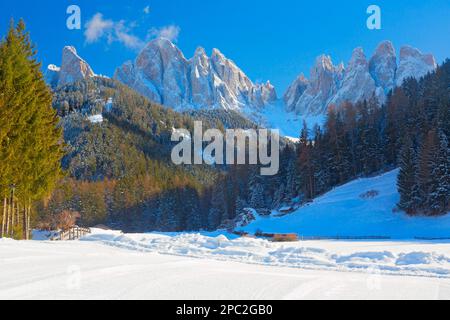 Dorf Santa Maddalena, Val di Funes, Dolomiten, Italien Stockfoto
