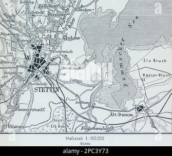 Stadtplan von Stettin oder Szczecin an der Ostsee und Umgebung, Stettin, Polen, Osteuropa Stockfoto