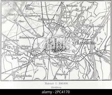 Stadtplan von Strassburg und Umgebung, Strassburg, Frankreich, Europa Stockfoto
