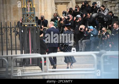 London, Großbritannien. 13. März 2023. 13. März 2023, Westminster Abbey, London, Großbritannien. Prinz William, Prinz von Wales und Prinzessin Catherine, Prinzessin von Wales kommt im Commonwealth an, sollte aufhören, den afrikanischen LGBTQ in Westminster Abbey zu unterdrücken. Kredit: Siehe Li/Picture Capital/Alamy Live News Stockfoto