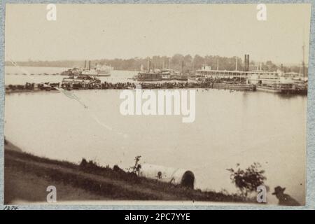 Ausblick auf Belle Plain Landing, Virginia, Mai 1864. Nr. 1274, Titel von Artikel, montiert mit 5 anderen Fotos mit allgemeiner Bildunterschrift: Ansichten bei Belle Plain Landing, Mai 1864, Gift; Oberst Godwin Ordway; 1948. Vereinigte Staaten, Geschichte, Bürgerkrieg, 1861-1865, Vereinigte Staaten, Virginia. Stockfoto