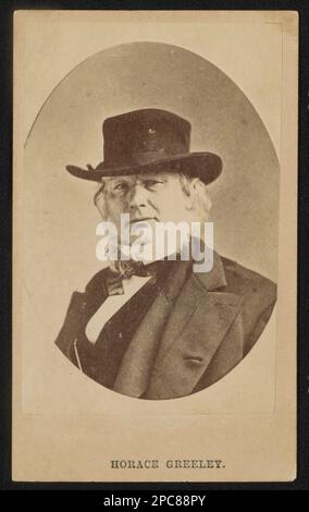 Journalistin und Abolitionistin Horace Greeley mit Hut. Liljenquist Family Sammlung von Bürgerkriegsfotos, pp/liljpaper. Greeley, Horace, 1811-1872, Journalisten, 1860-1880, Abolitionisten, 1860-1880, Usa, Geschichte, Bürgerkrieg, 1861-1865, Protestbewegungen. Stockfoto