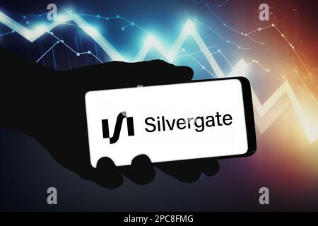 Silvergate Bank in Kalifornien – Smartphone-Anwendung Stockfoto