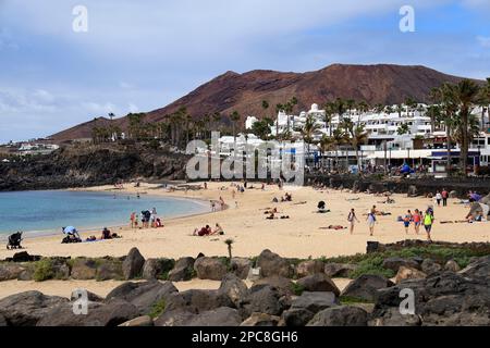 Playa Flamingo Beach, Playa Blanca, Lanzarote, Kanarische Inseln, Spanien. Stockfoto