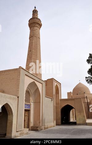 Blick auf die Stadt Nain: Moschee und Minarett. Provinz Isfahan, Iran. Stockfoto