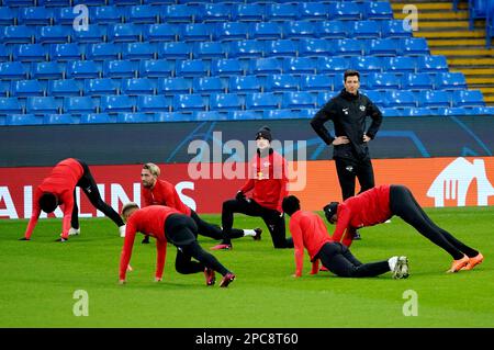 Timo Werner von RB Leipzig während eines Trainings im Etihad Stadium, Manchester. Foto: Montag, 13. März 2023. Stockfoto