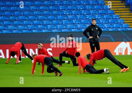 Timo Werner von RB Leipzig während eines Trainings im Etihad Stadium, Manchester. Foto: Montag, 13. März 2023. Stockfoto