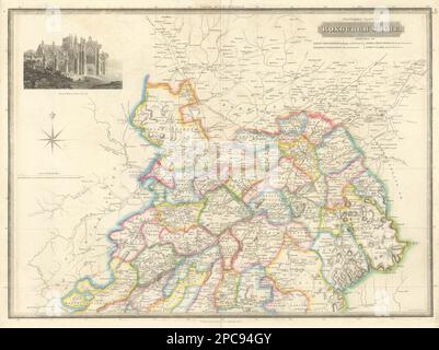 Northern Roxburghshire Jedburgh Hawick Melrose Kelso Galashiels THOMSON Karte von 1620 Stockfoto
