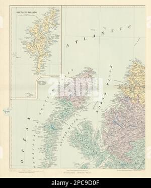 Schottland NW Shetland Western Isles Hebrides Skye Ross. STANFORD 1904-Karte (61 x 52 cm) Stockfoto