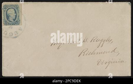Umschlag adressiert an Brigadegeneral'l D. Ruggles, Richmond, Virginia; Poststempel: Augusta, Georgia. Liljenquist Family Sammlung von Bürgerkriegsfotos, pp/liljmem. Ruggles, Daniel, 1810-1897, Associated Objects, Confederate States of America, Army, People, 1860-1870, USA, Geschichte, Bürgerkrieg, 1861-1865. Stockfoto