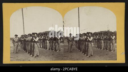 Soldaten der 134. Illinois Volunteer Infanterie-Bohrungen in Columbus, Kentucky. Titel erfunden von Library Staff, Purchase; Jeffrey Kraus; 2011; (DLC/PP-2011:122). United States, Army, Illinois Infantry Regiment, 134. (1864), People, Kentucky, Kolumbus, Soldaten, Union, Kentucky, Columbus, 1860-1870, Militärausbildung, Union, Kentucky, Columbus, 1860-1870, Usa, Geschichte, Bürgerkrieg, 1861-1865, Militärpersonal, Union. Stockfoto