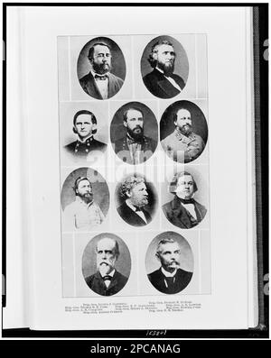 Brigadegeneral Lucius J. Gartrell; Brigadegeneral Dudley M. DuBose; Brigadegeneral Thomas R.R. Cobb; Brigadegeneral E.P. Alexander; Brigadegeneral A.R. Lawton; Brigadegeneral A.H. Colquitt; Brigadegeneral Henry L. Benning; Generalmajor Howell Cobb; Brigadegeneral Alfred Iverson; Brigadegeneral B.M. Thomas. Illus. In: Militärgeschichte der Konföderierten Staaten / .. Herausgegeben von General Clement A. Evans aus Georgia. Atlanta, Georgia : Confederate Publishing Company, 1899, Vol. 6, Gegenstimmen. S. 428, Referenzkopie in LOS 4421-B. USA, Geschichte, Bürgerkrieg, 1861-1865, Militärpersonal, Konf. Stockfoto