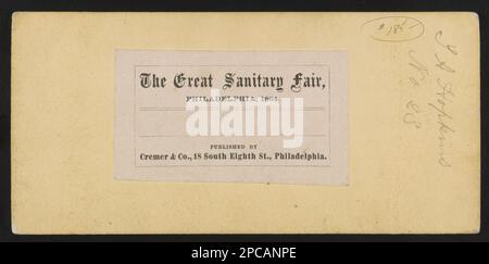 Die Große Sanitärmesse, Philadelphia, 1864. Die Robin G. Stanford Collection, digitalisierte 2015 Finanzierung vom Center for Civil war Photography. Große Zentralmesse für die USA Sanitary Commission, (1864 :, Philadelphia, Pa.) , Vereinigte Staaten, Geschichte, Bürgerkrieg, 1861-1865, Pennsylvania, Philadelphia Stockfoto