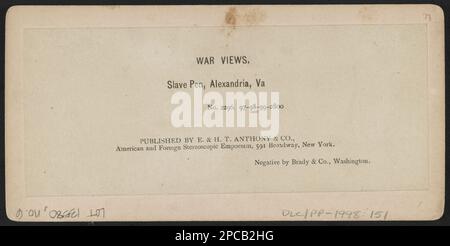 Sklavenhalter, Alexandria, Virginia. Titel von item, war Views, No. 2298, Negative by Brady & Co, Washington, Veröffentlicht in: 'Afroamerikaner' Kapitel des Buches große Fotos aus der Library of Congress, 2013. Afroamerikaner, Gefangennahme und Inhaftierung, Virginia, Alexandria, 1860-1870, Sklavenhandel, Virginia, Alexandria, 1860-1870, Soldaten, Virginia, Alexandria, 1860-1870, Haftanstalten, Virginia, Alexandria, 1860-1870, Usa, Geschichte, Bürgerkrieg, 1861-1865, Militärpersonal, Virginia, Alexandria. Stockfoto